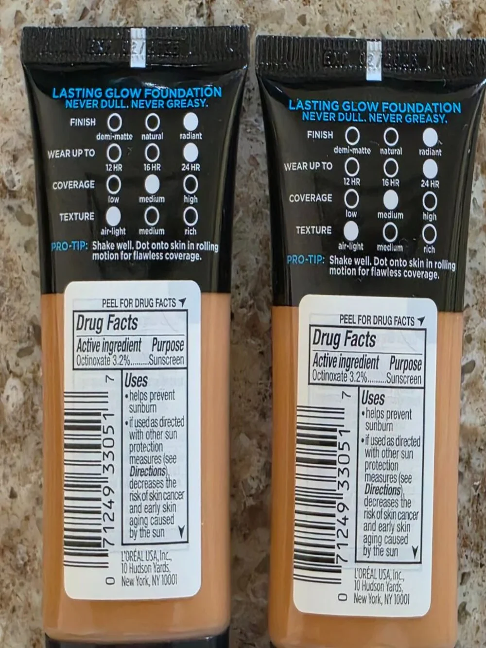 L'Oréal Infallible Pro-Glow Foundation 210 Classic Tan Lot of 2 New